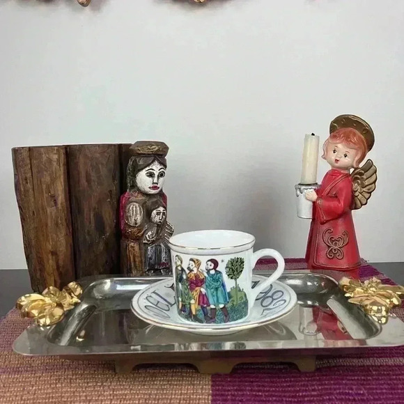 VTG Stainless Steel Tray With Gold Bows Kitschy Holiday Grannycore 12.5in x 8in - Picture 5 of 5